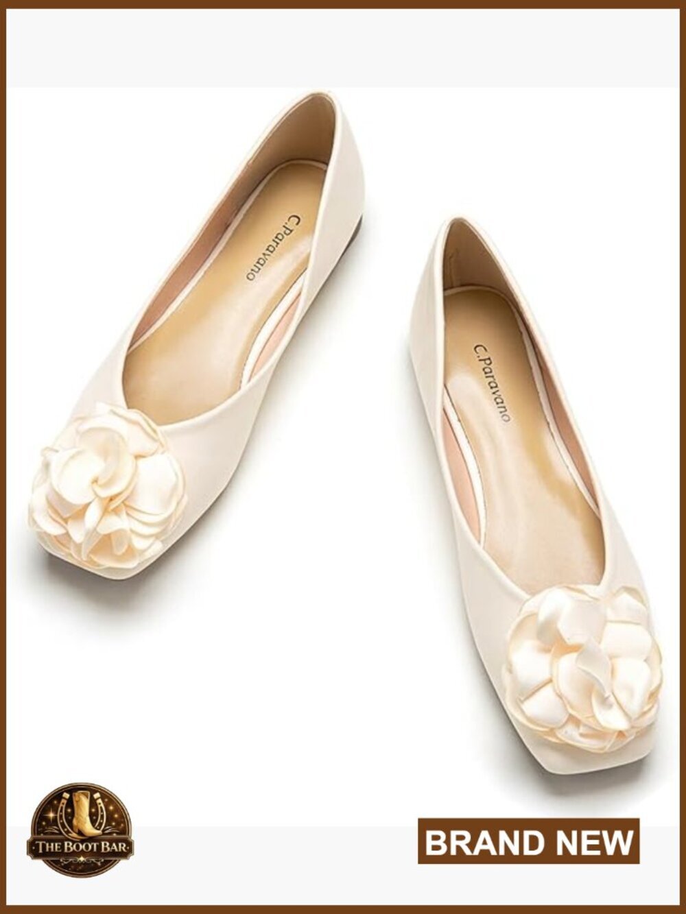 Women's Ballet Flats Square Toe Slip On Satin Flower Dress Shoes